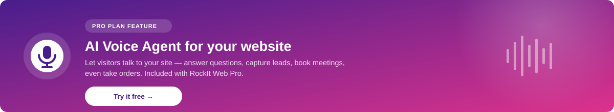AI Voice Agent for your website — RockIt Web Pro